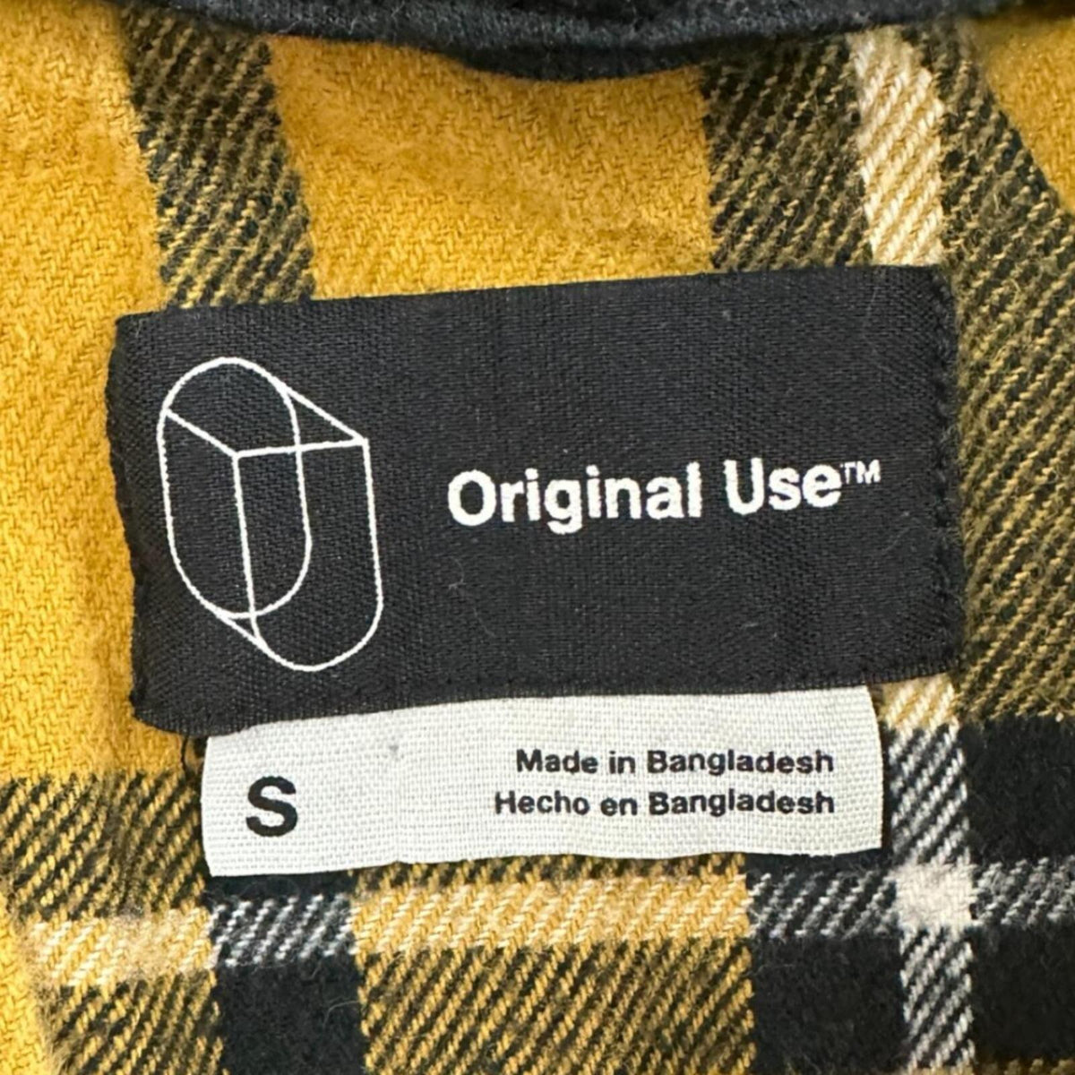 Original Use Long Sleeve Hooded Flannel Shirt Yellow Black White Plaid