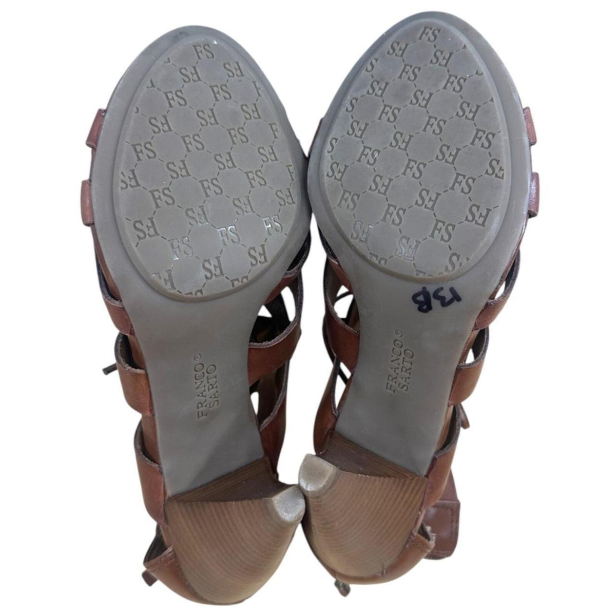Franco Sarto Lace Up Gladiator Heels Brown Leather
