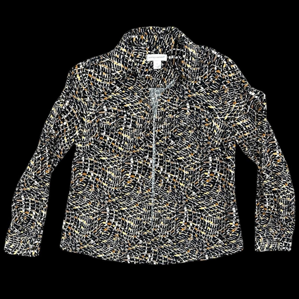 Christopher & Banks Button Front Jacket in Abstract Black White & Gold