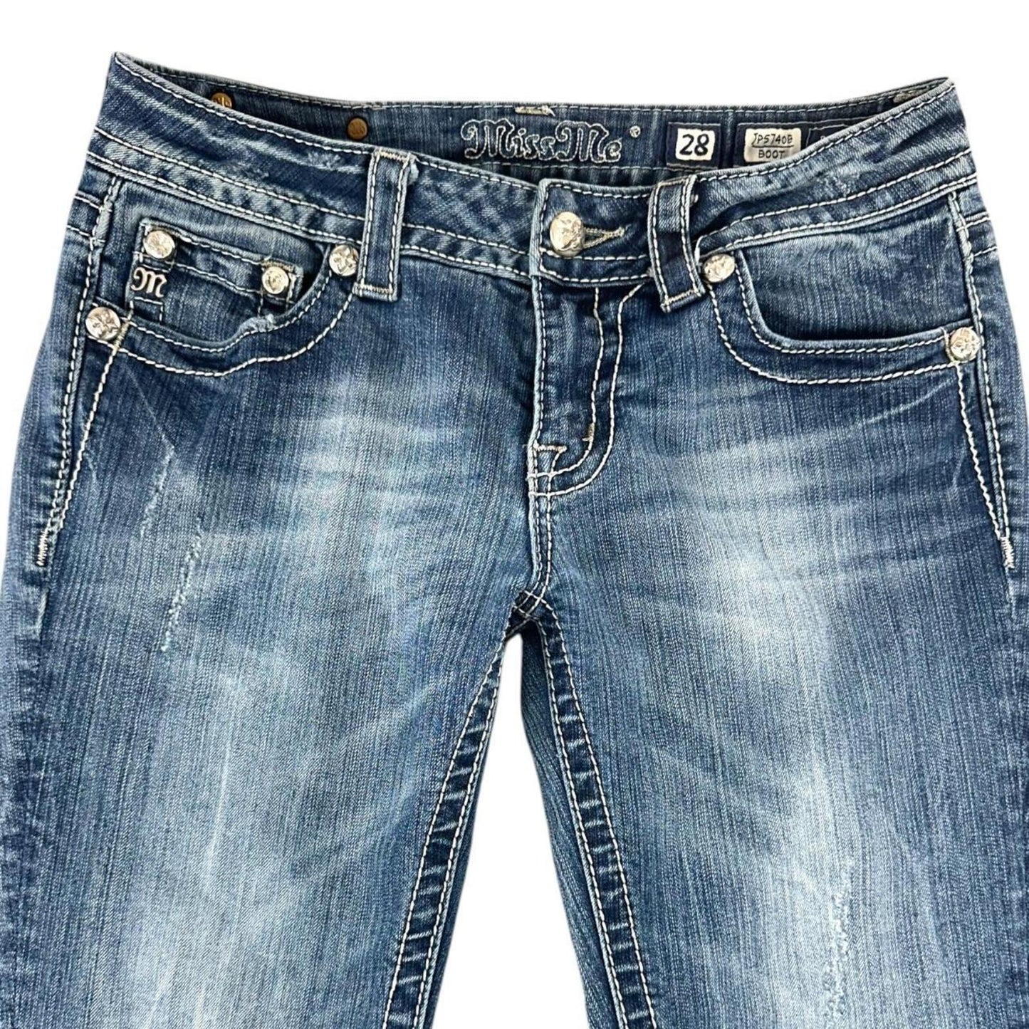 Miss Me Vintage Y2K Rhinestone Embellished Bootcut Jeans with Wings and Hearts