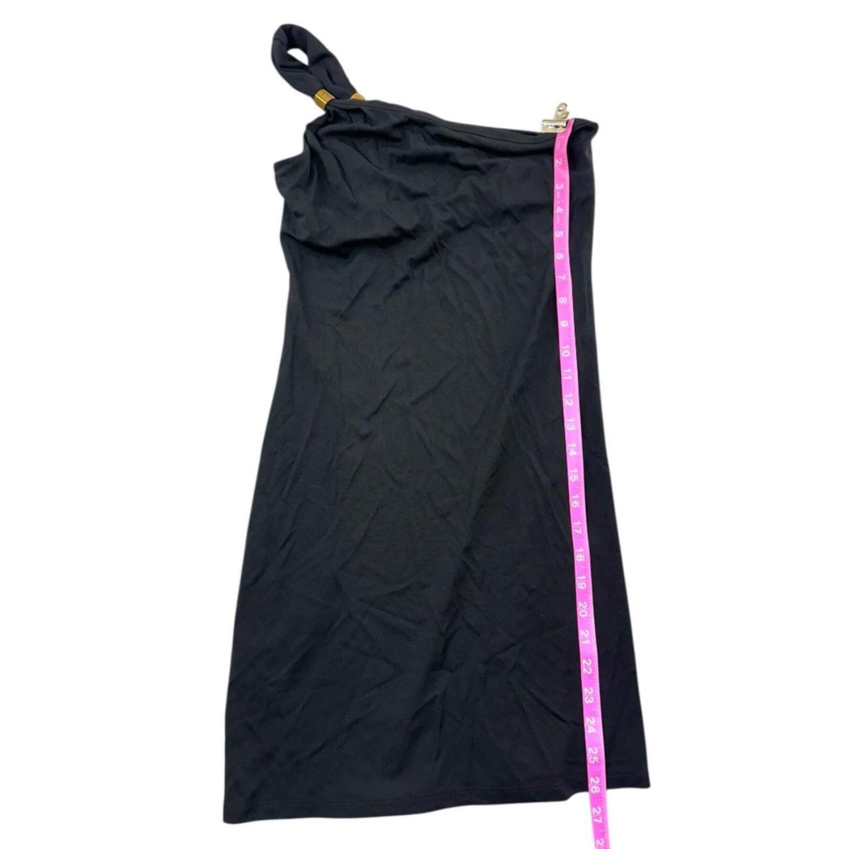 NWT Express One Shoulder Mini Dress Black with Gold Ring Detail