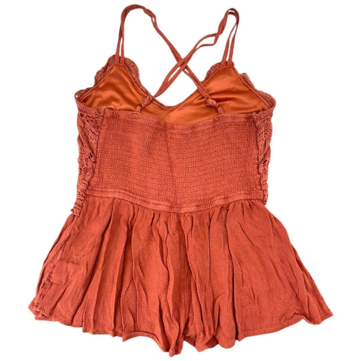 Maurices Crochet Peplum Cami Tank Top Orange Bohemian Cottage