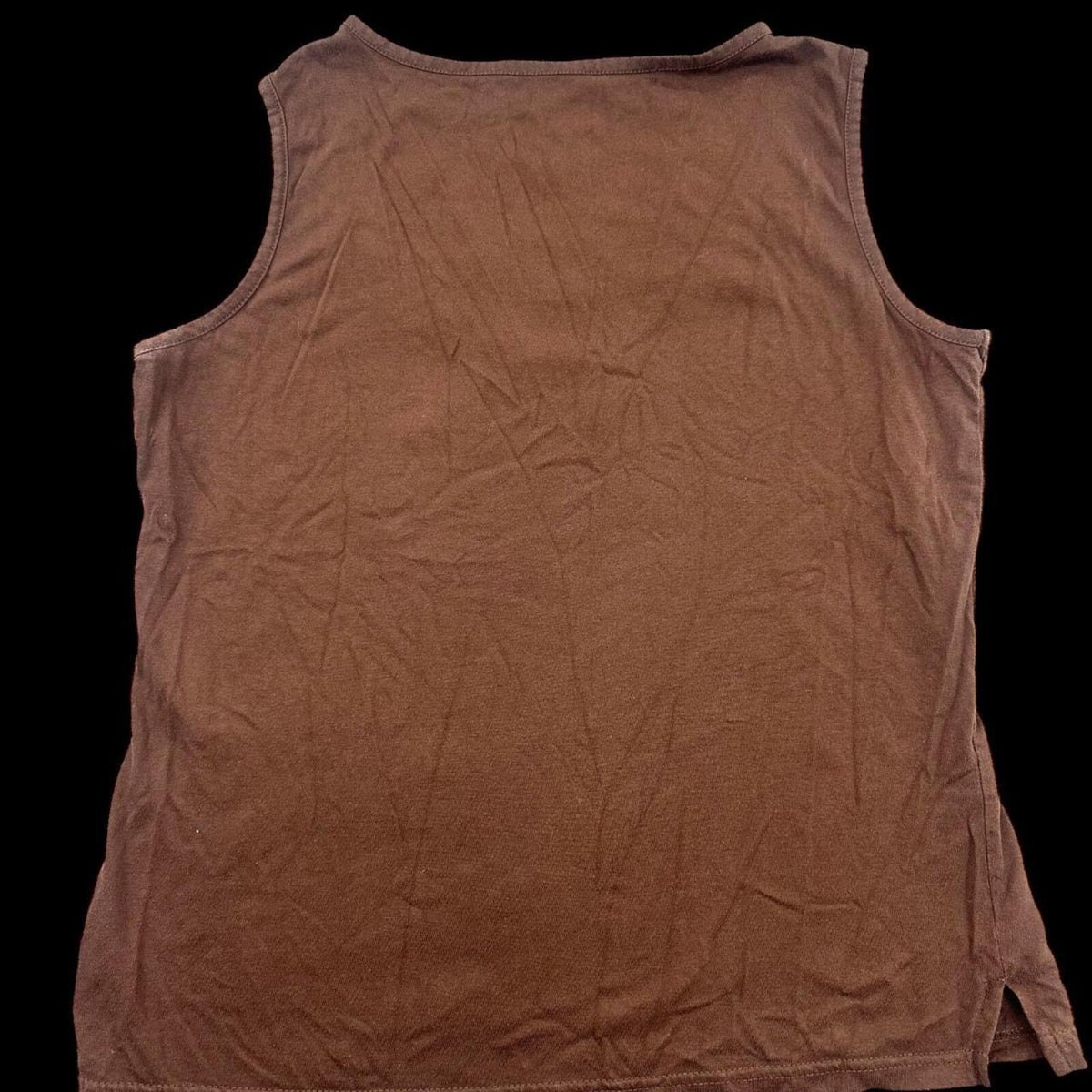 St. John's Bay Brown Beaded V Neck Tank Top Bohemian Indie