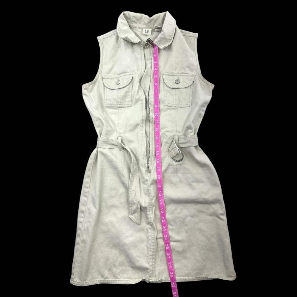 Vintage GAP Sleeveless Utility Dress Cream Tan Y2K Coquette Girl
