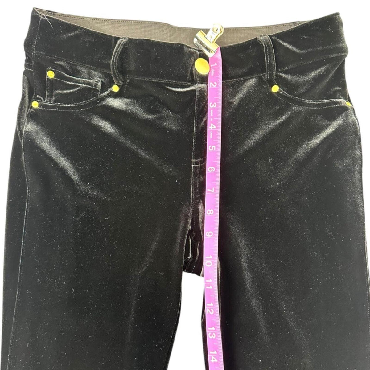 INC International Concepts Y2K Black Velvet Slim Leg Pants Mid Rise
