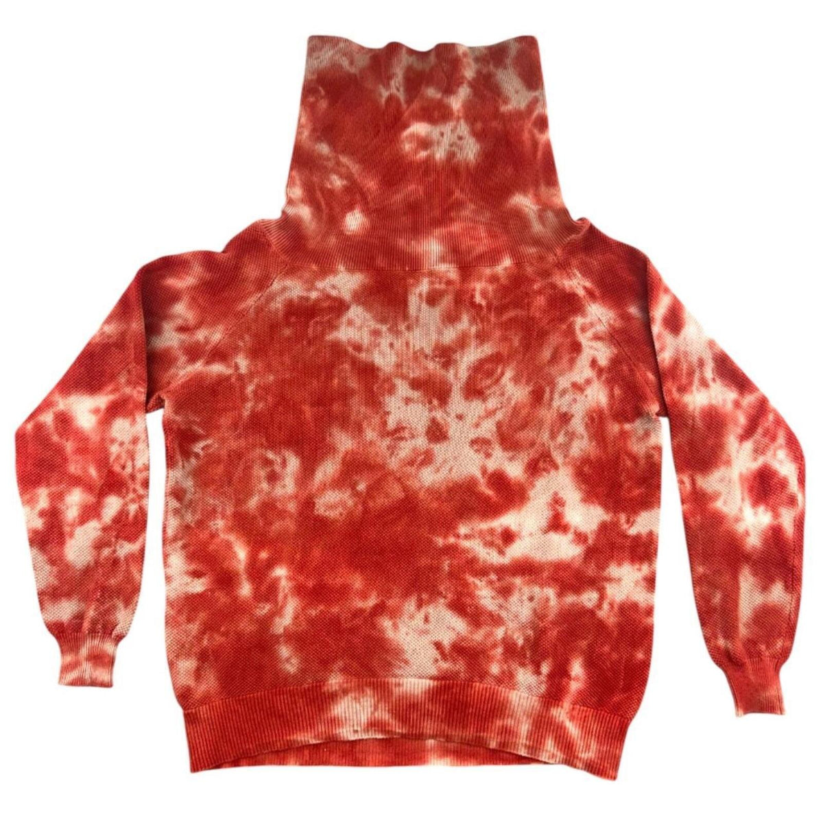 MINNE Tie Dye Cowl Neck Sweatshirt Red White Bohemian Casual Indie Style