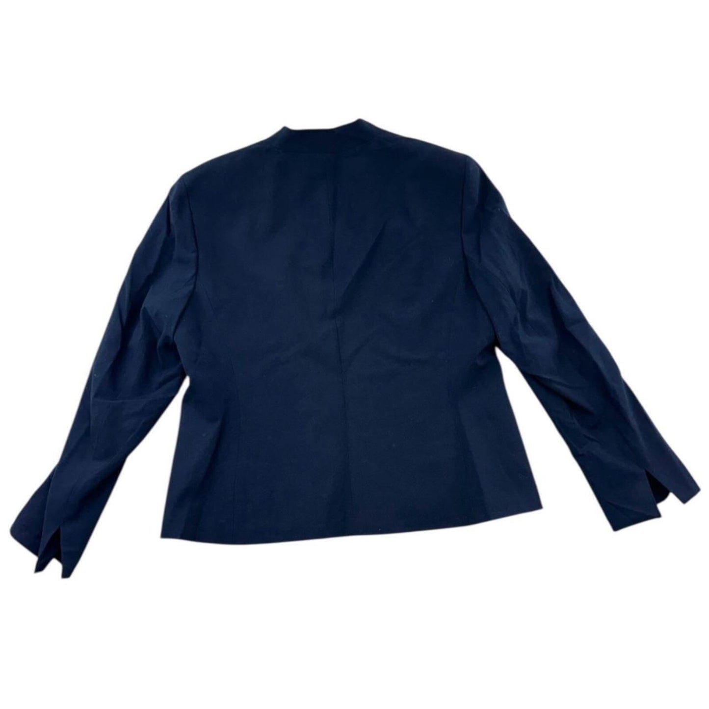Nine West Navy Blue Open Front Blazer Minimalist Preppy Workwear Jacket