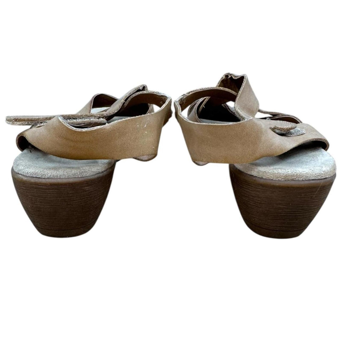 Relativity Re Kit Beige Faux Leather Sandals Low Wedge Heel Y2K