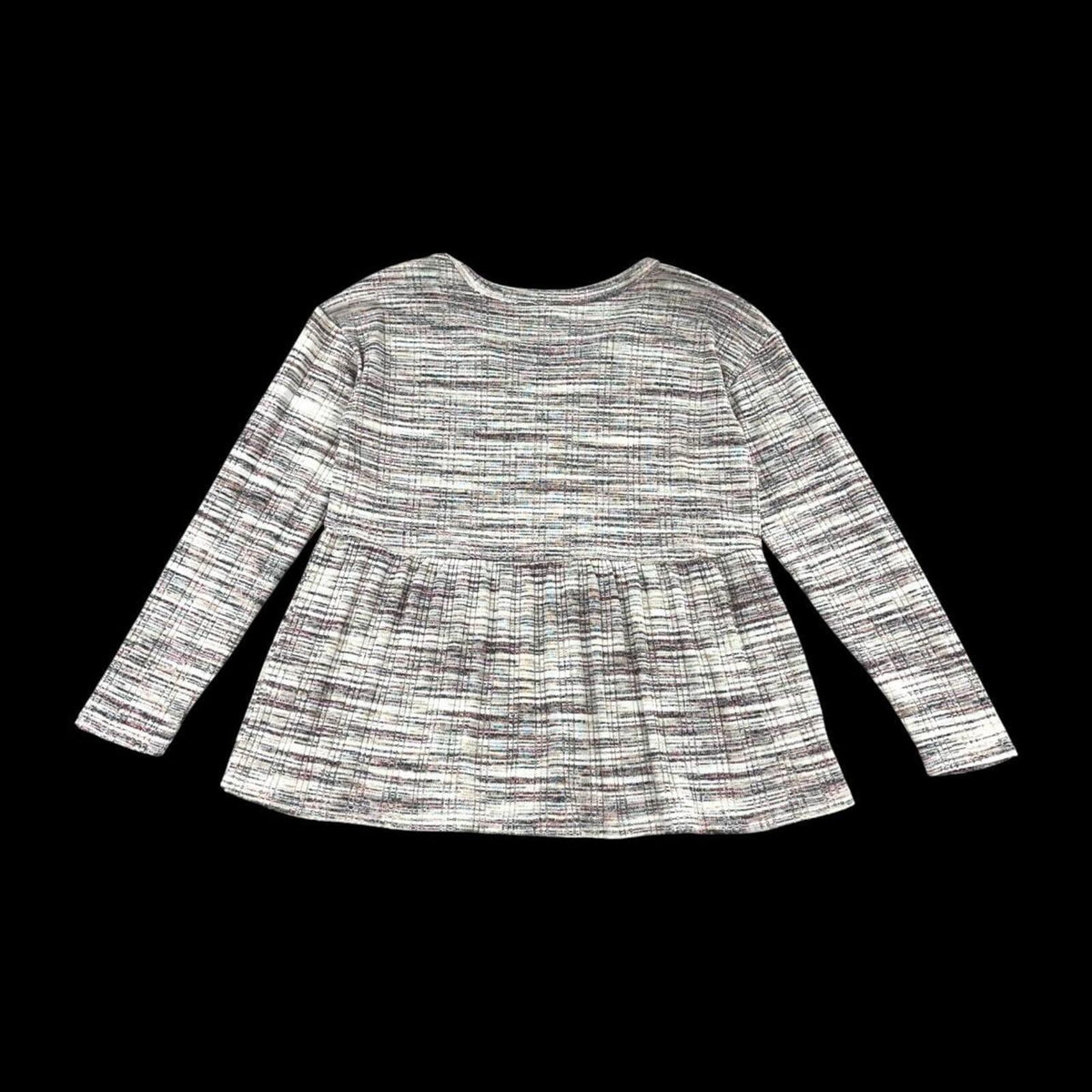 Maurices Space dye Babydoll Long Sleeve Tee Black White Flowy Knit Top