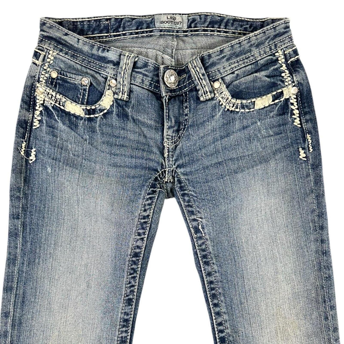 Daytrip Y2K Bootcut Jeans with Embroidered Rhinestone Back Pockets