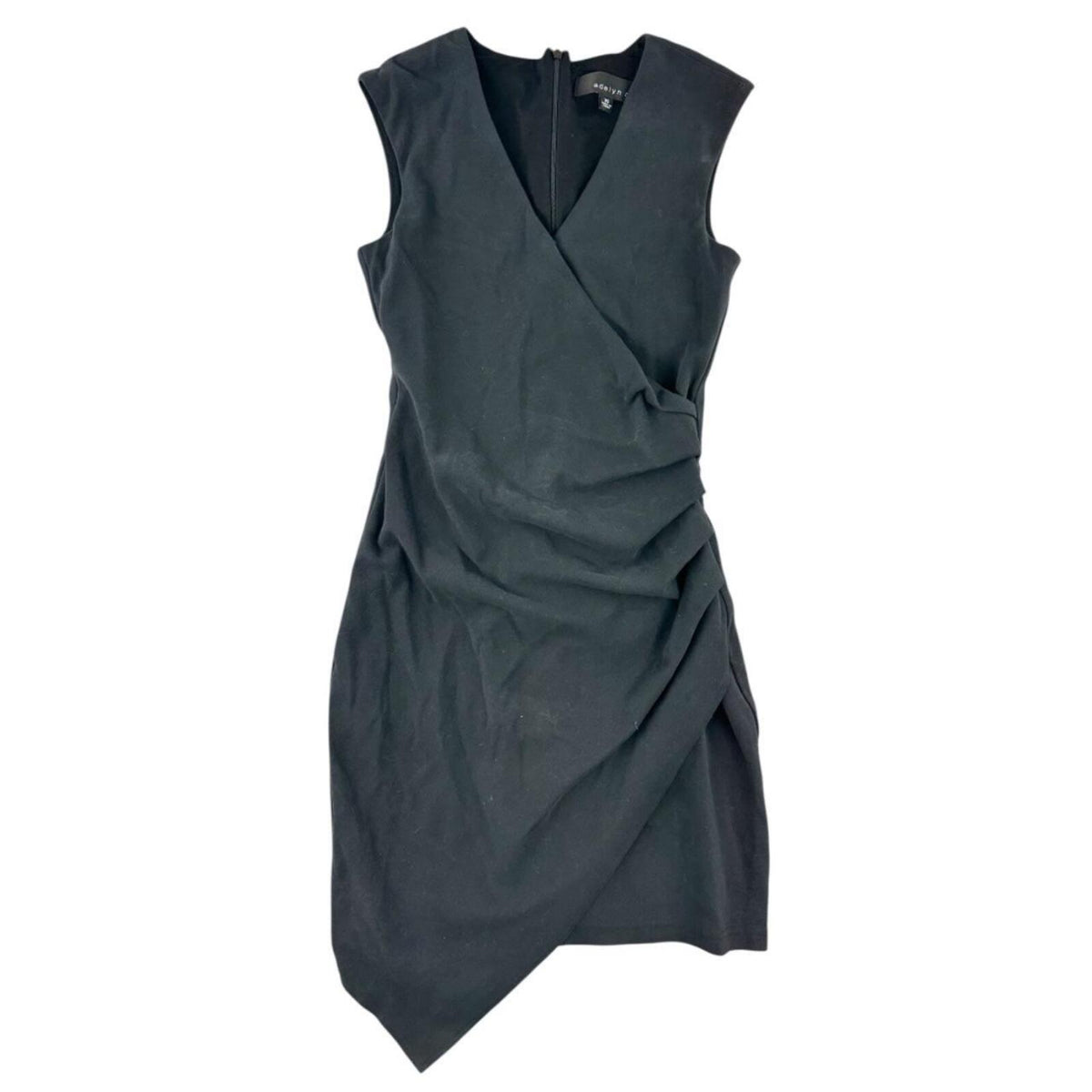 Adelyn Rae Black Bodycon Dress Sleeveless Surplice Neckline Faux Wrap Ruched