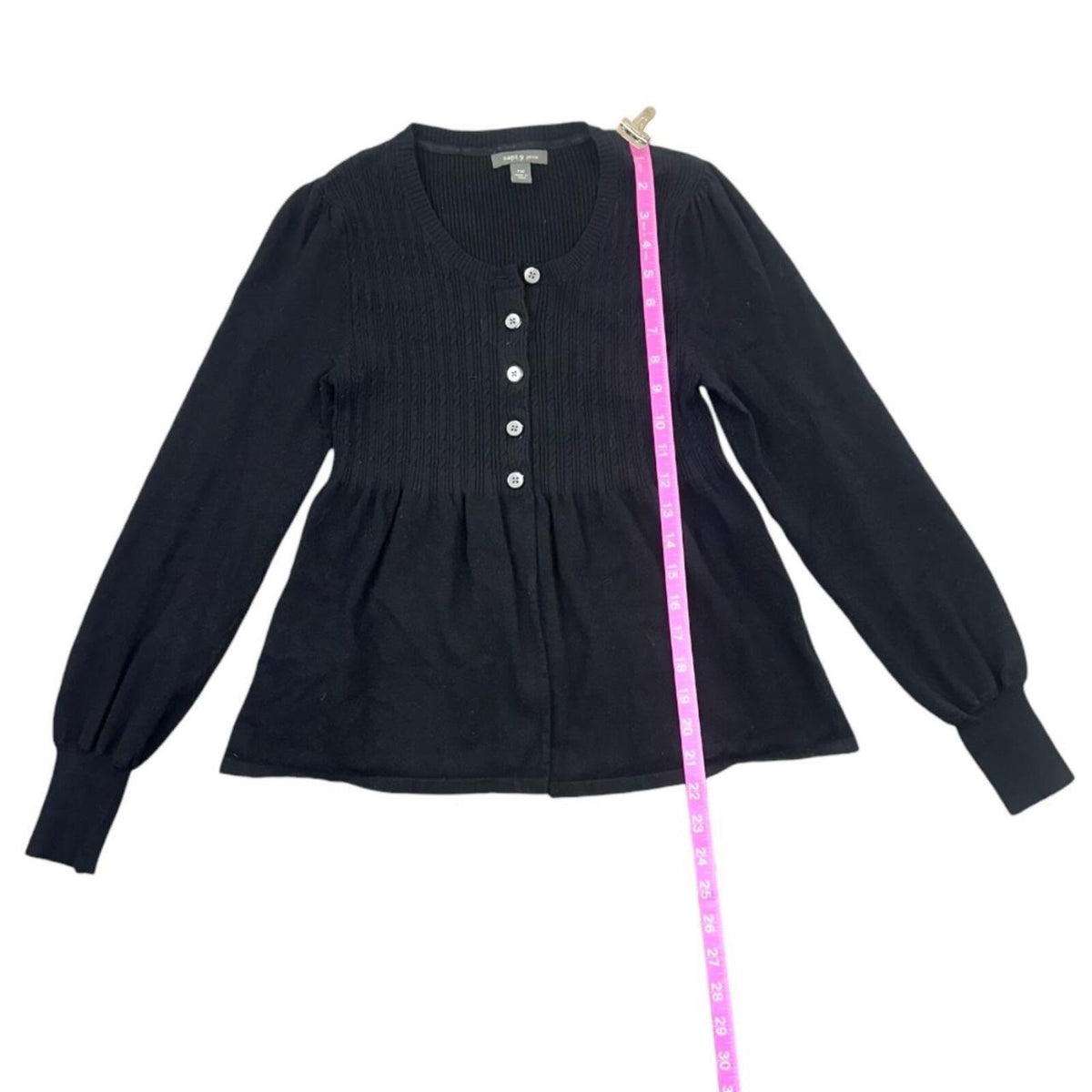 Apt. 9 Long Sleeve Babydoll Button Up Sweater Blouse in Black
