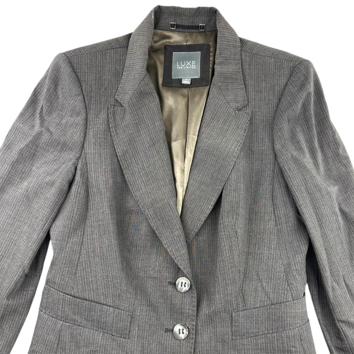 The Limited Gray Pinstripe Blazer Jacket Preppy Minimalist