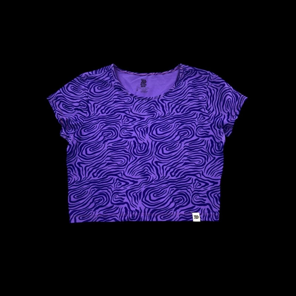 Action Gear Purple Zebra Swirl Crop Top Vintage Inspired Y2K Sporty Loungewear