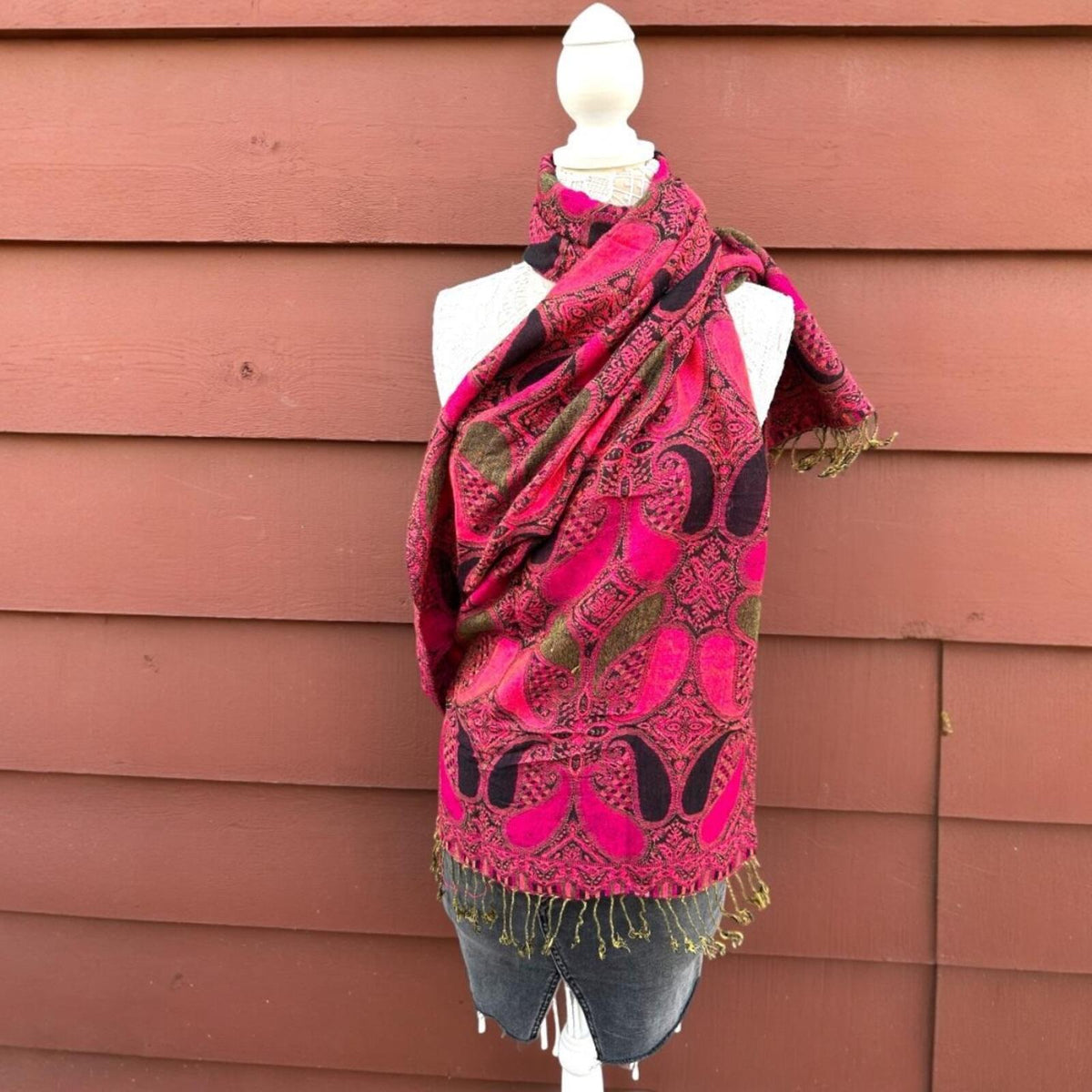 Pink & Green Pashmina Scarf