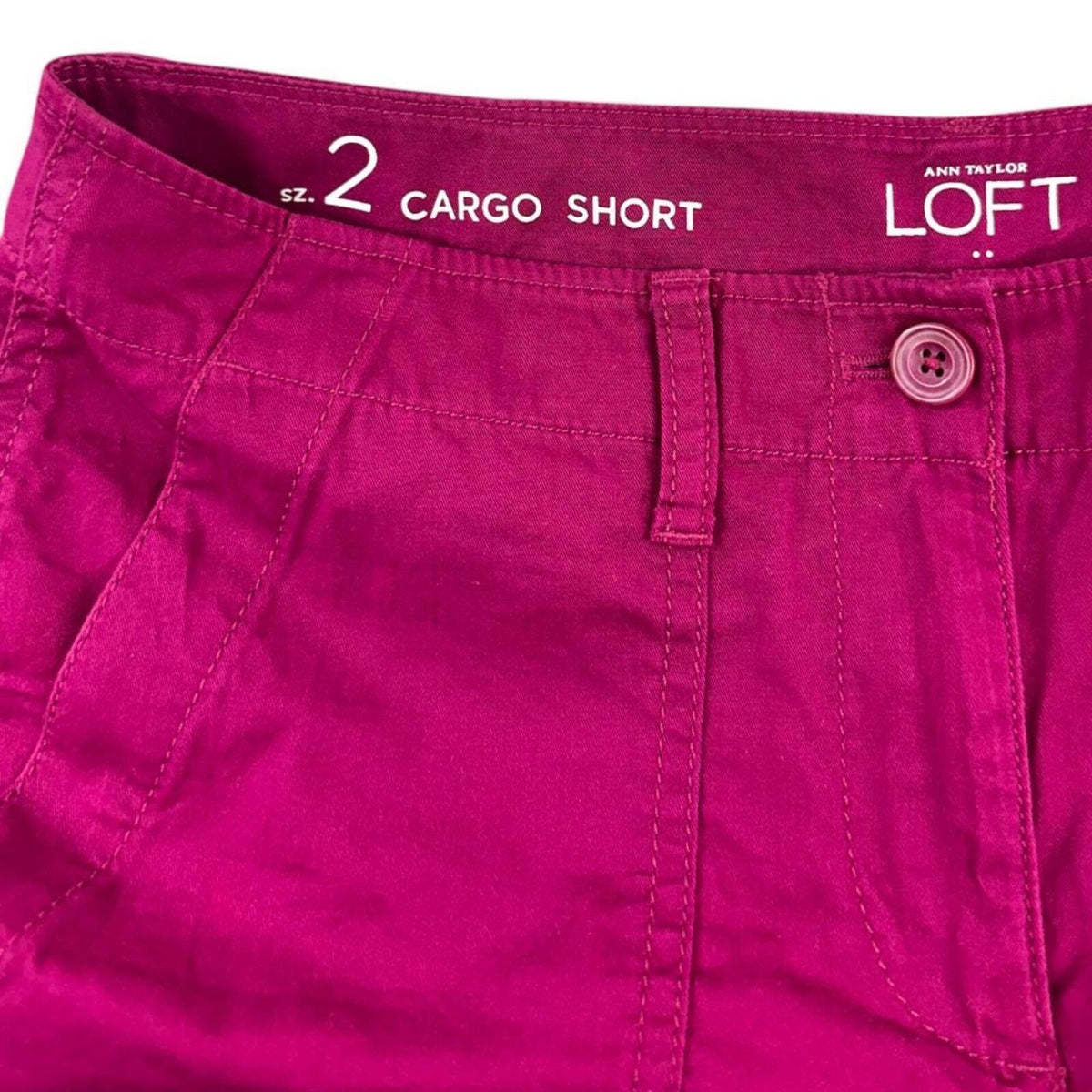 Ann Taylor LOFT Magenta Boyfriend Cargo Shorts Utility Y2K