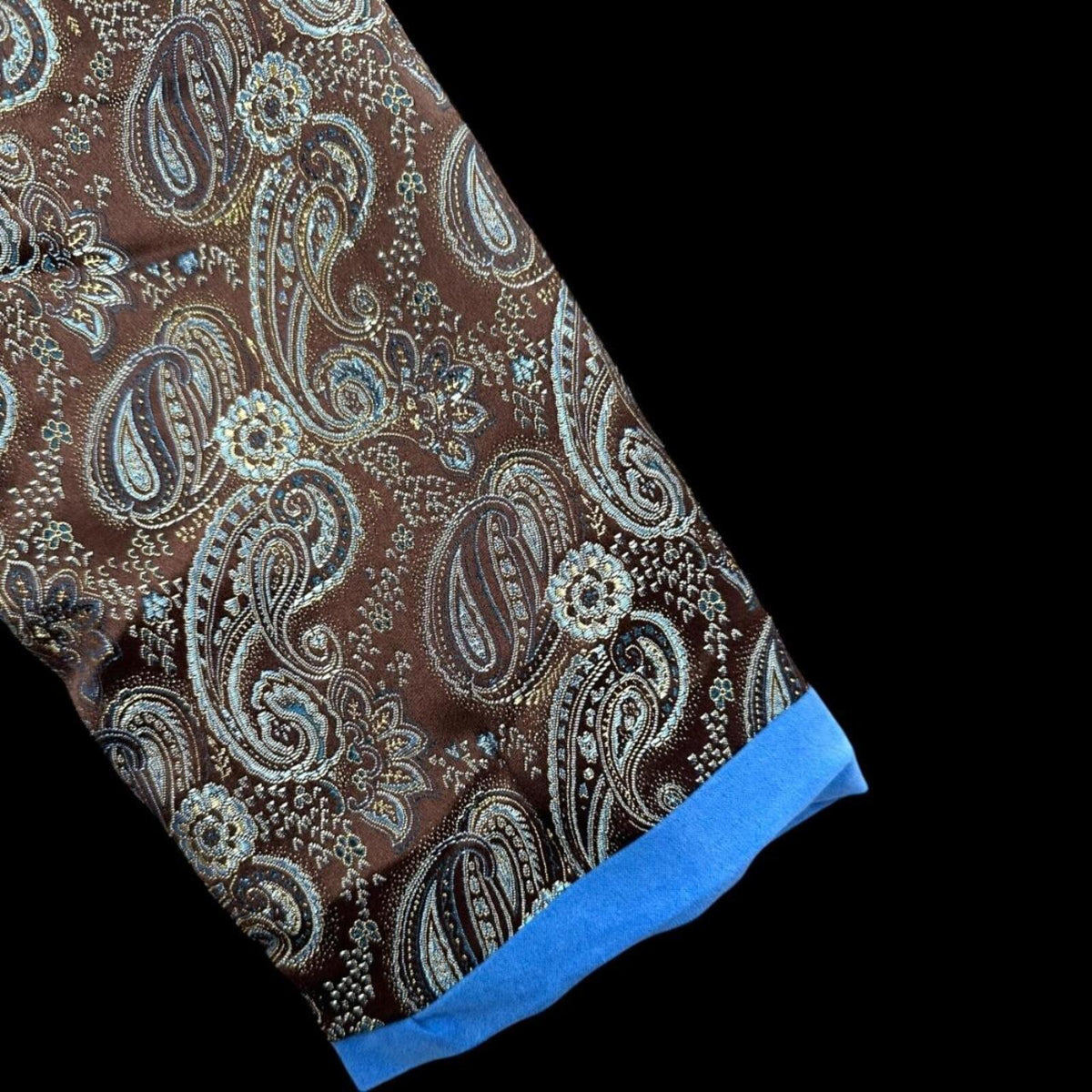 Vintage Paisley Jacket with Blue Velvet Collar Retro 60s 70s Mod Boho