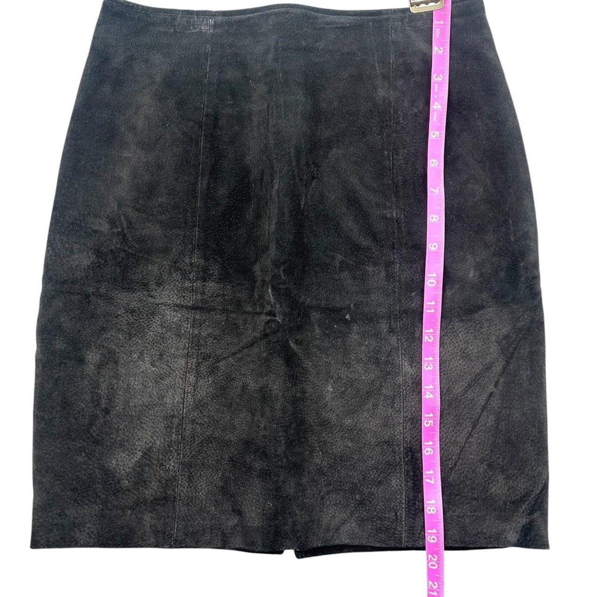 Vintage Chia Suede Leather Pencil Skirt 1980s 1990s Black