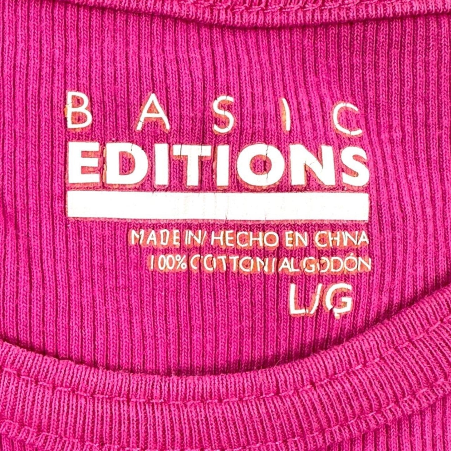 Basic Editions Hot Pink Ribbed Graphic Tank Top