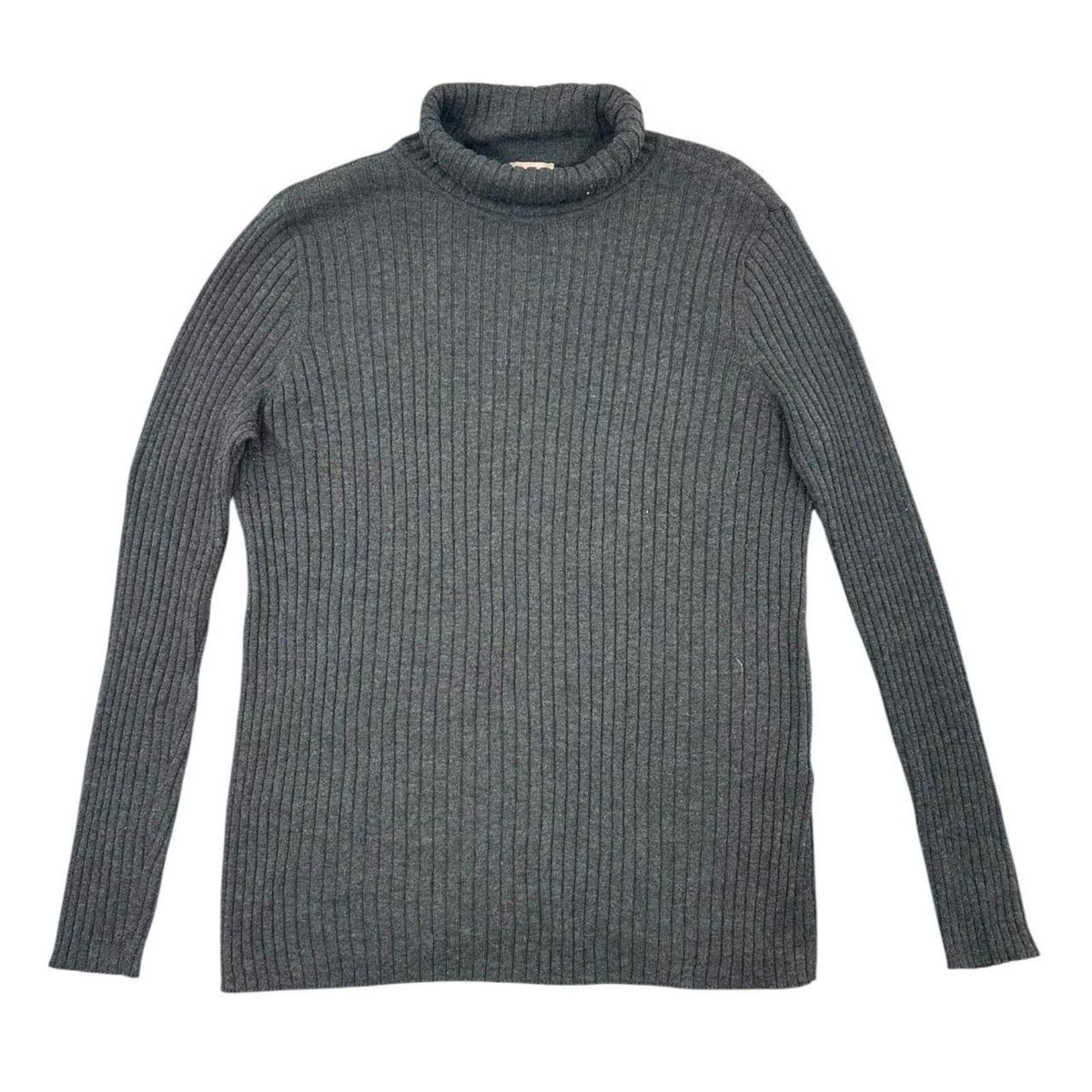 Chico's Ribbed Gray Turtleneck Sweater Soft Vertical Knit Minimalist