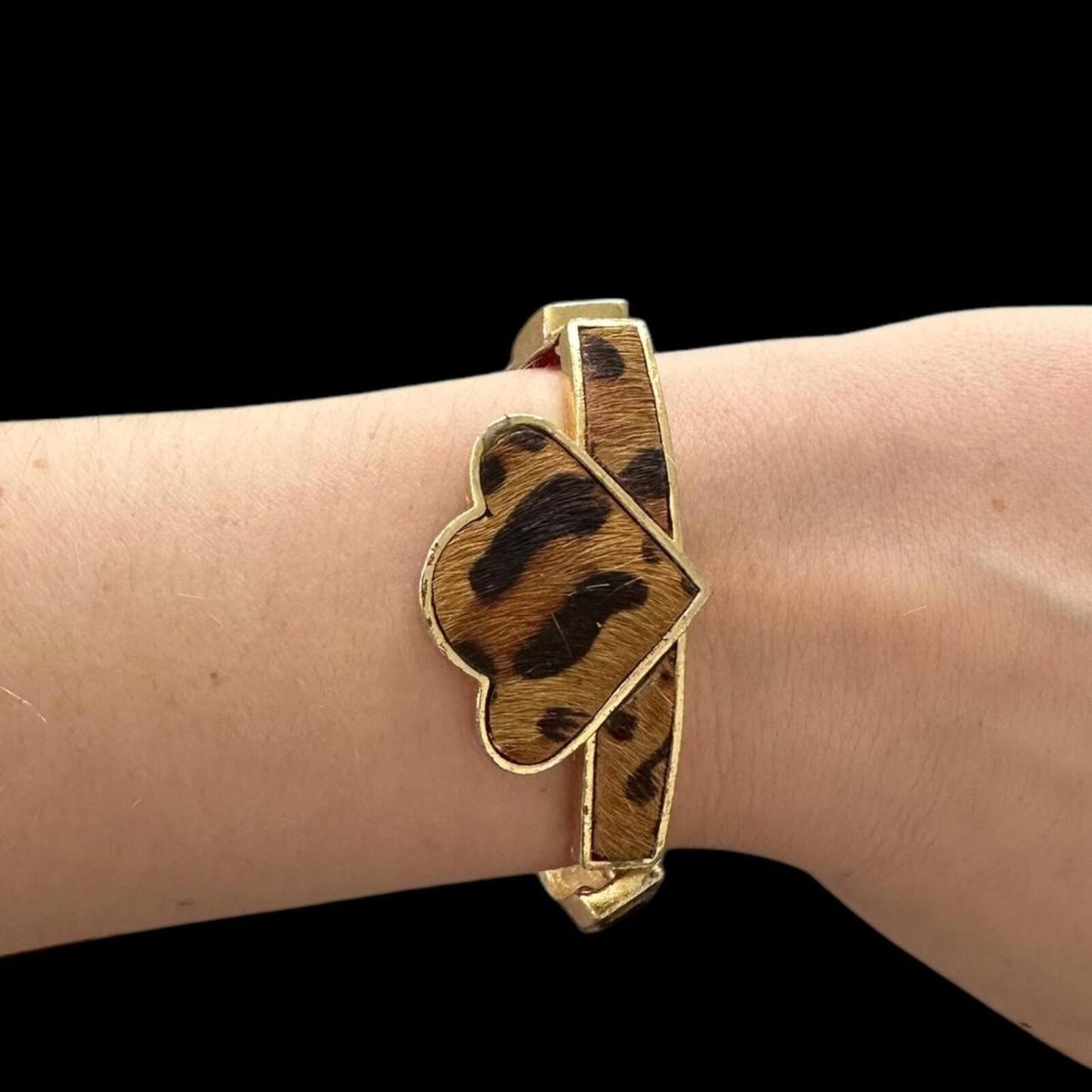 Leopard Print Gold Tone Spade Bracelet