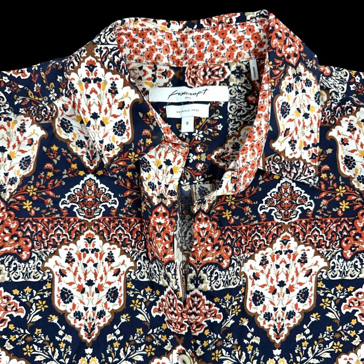 Foxcroft Bohemian Medallion Paisley Button Down Blouse