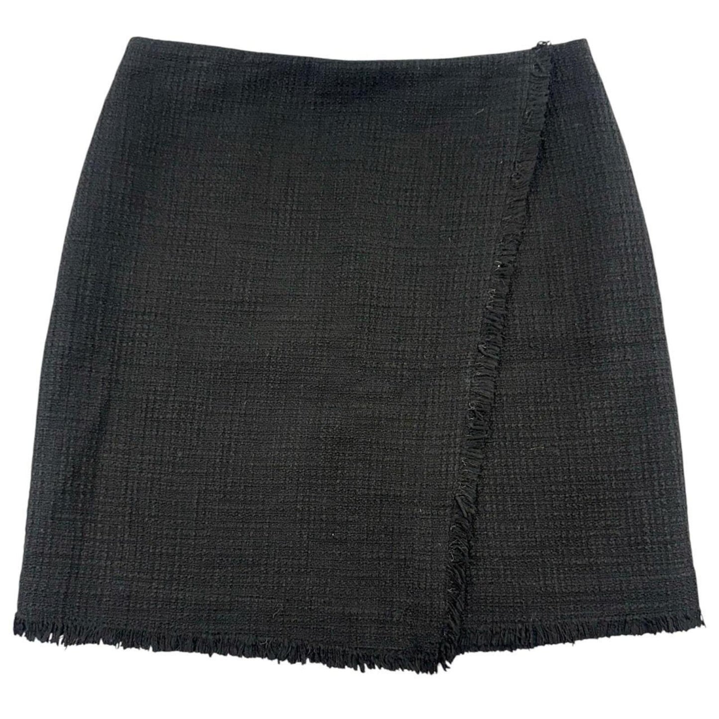Ann Taylor Black Tweed Wrap Skirt Office Siren Preppy Minimalist Quiet luxury