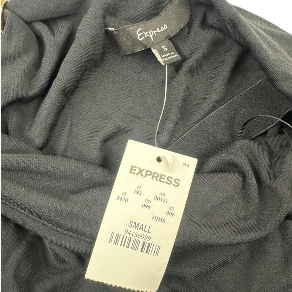 NWT Express One Shoulder Mini Dress Black with Gold Ring Detail