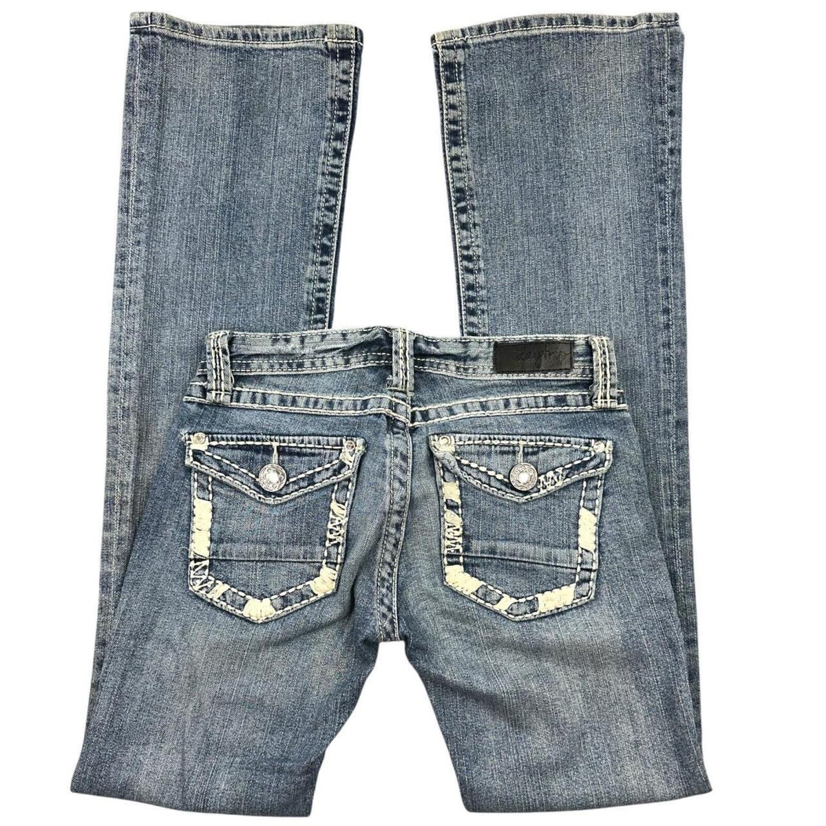 Daytrip Y2K Bootcut Jeans with Embroidered Rhinestone Back Pockets