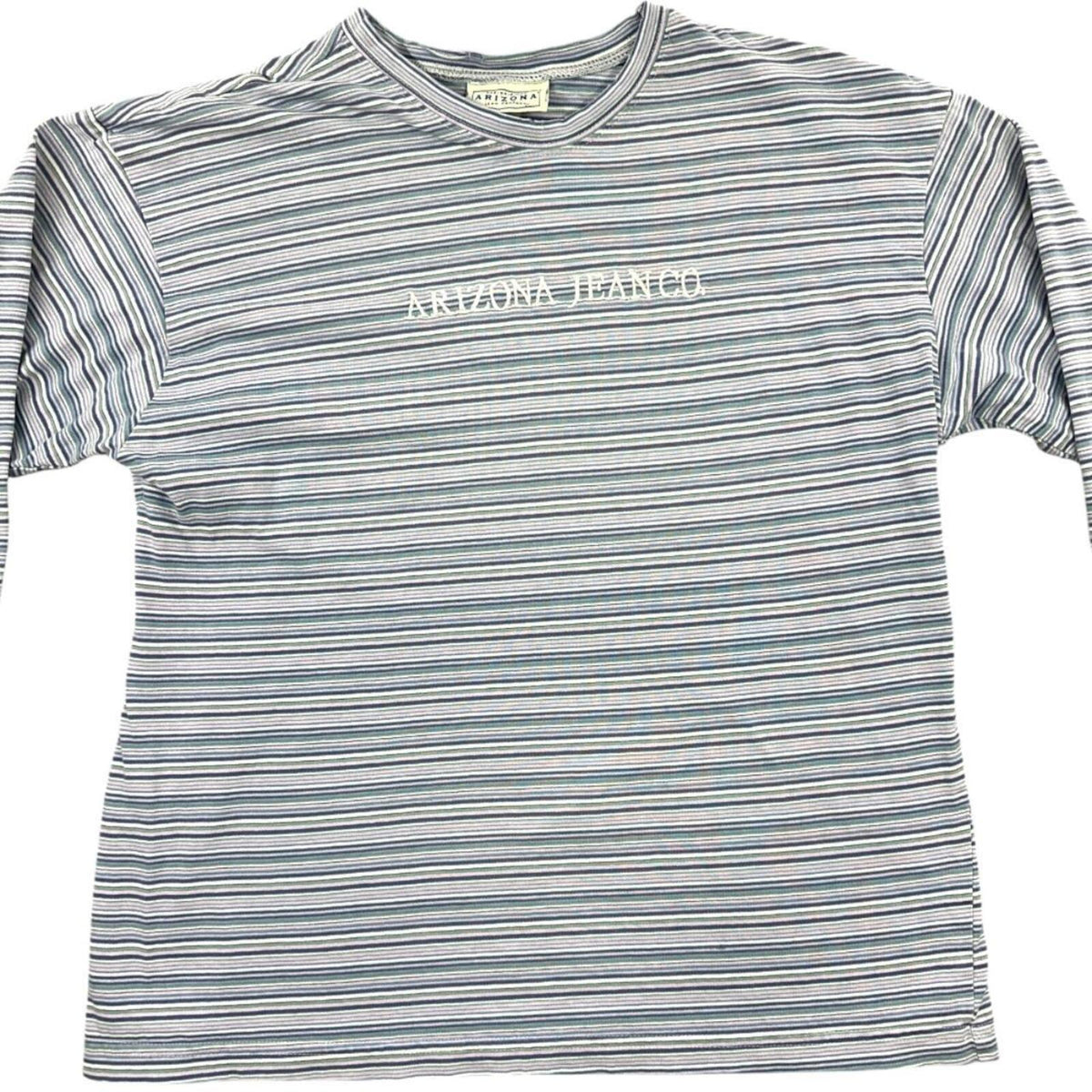 Arizona Jean Co Vintage Inspired Micro Striped Long Sleeve Tee Blue