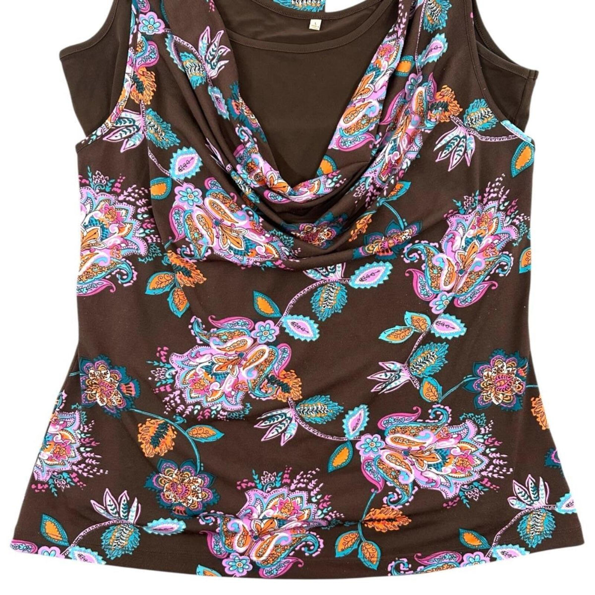Maurices Studio Y Vintage Y2K Paisley Mesh Layered Top Brown Purple