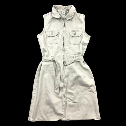 Vintage GAP Sleeveless Utility Dress Cream Tan Y2K Coquette Girl