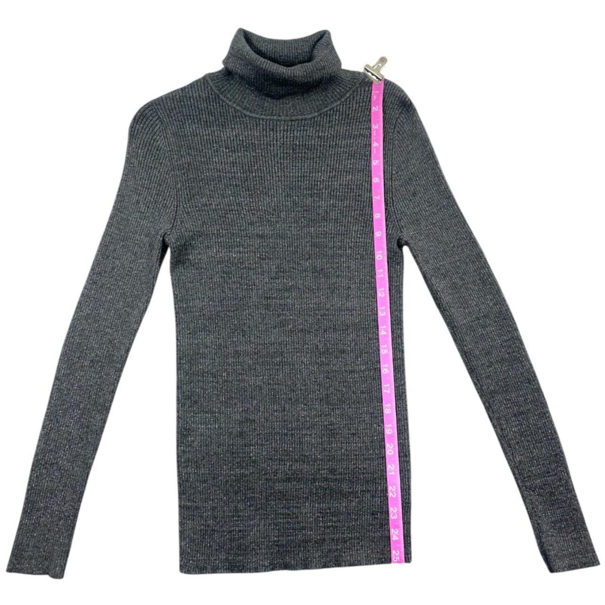 Faded Glory Grey Ribbed Turtleneck Sweater Long Sleeve Slim Fit