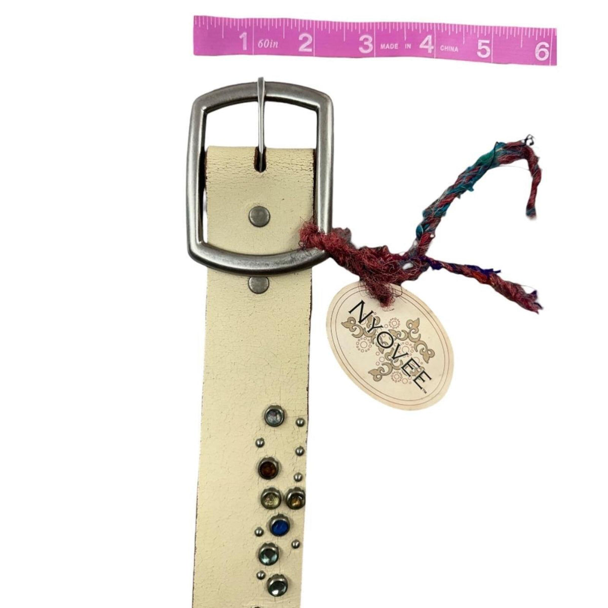 Nyovee Studded Leather Belt Cream NWT