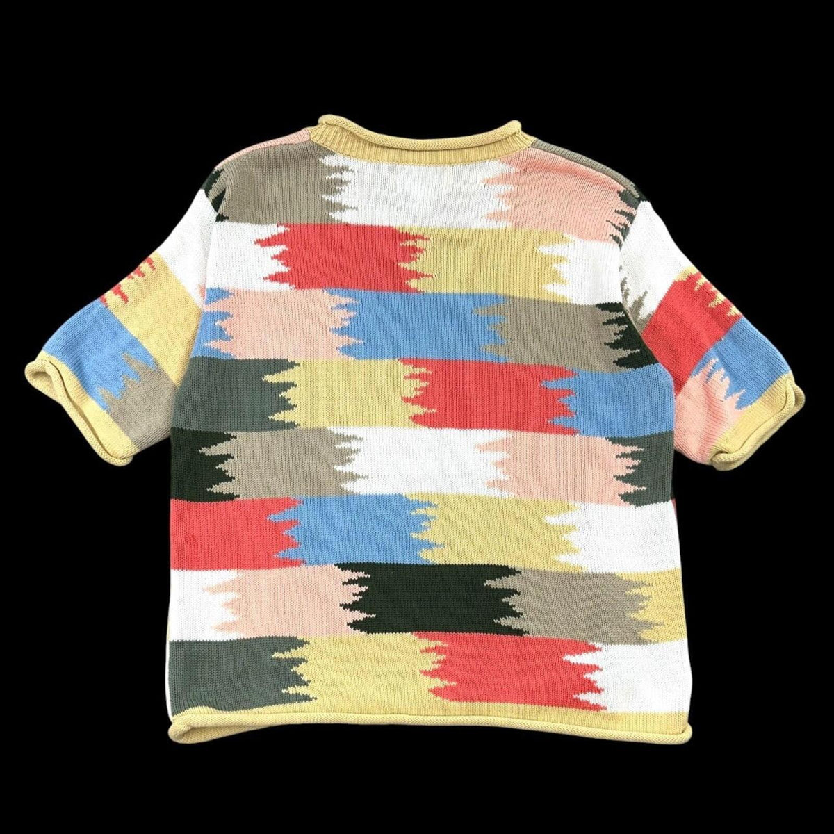 Christopher & Banks Multi Color Abstract Block Pattern Short Sleeve Sweater