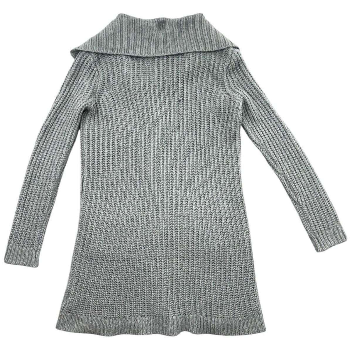 Faded Glory Longline Gray Chunky Knit Cardigan with Shawl Collar and Button Down