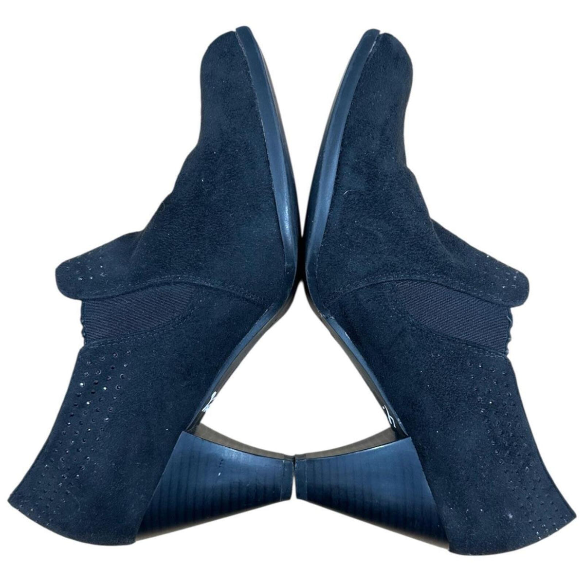 Laura Ashley Farley Black Vegan Suede Ankle Booties with Studded Detailing