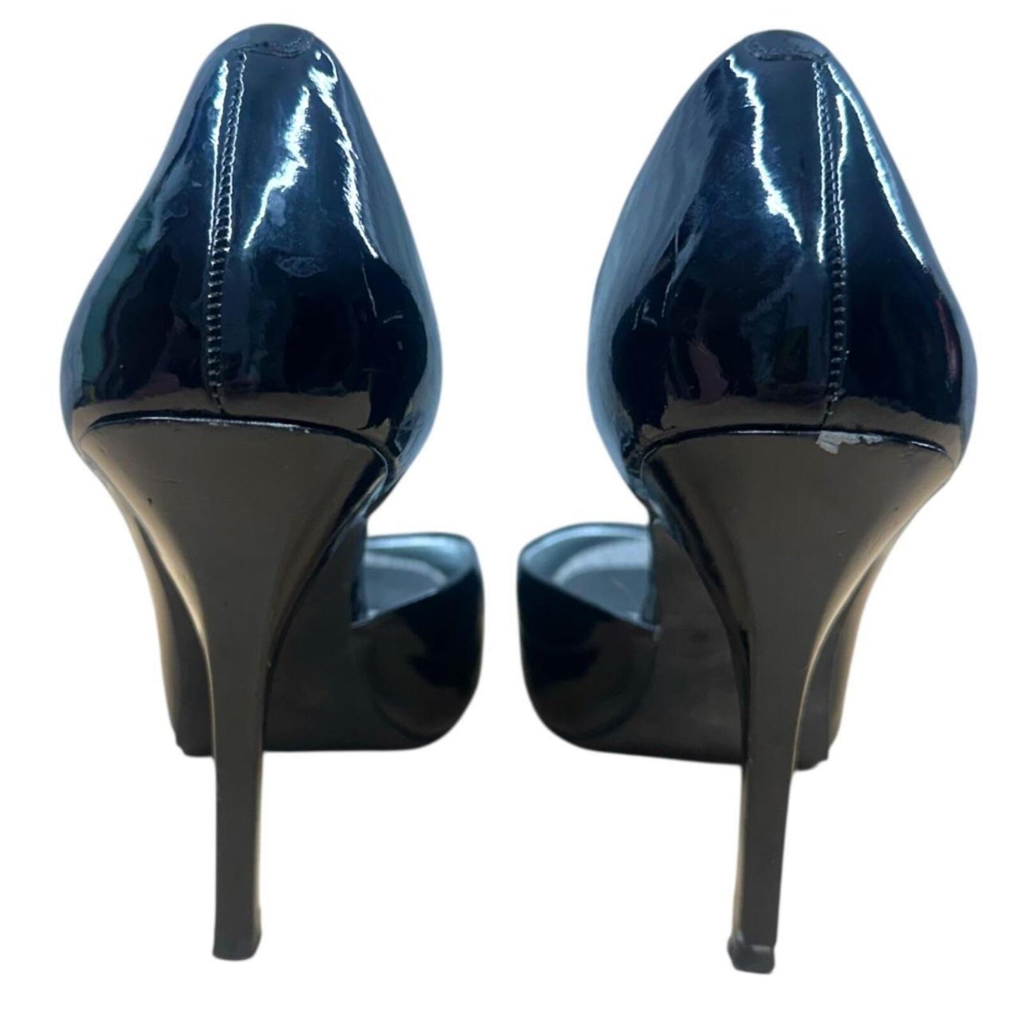 Mossimo Black Patent Leather Peep Toe Pumps Stiletto Heels Elegant