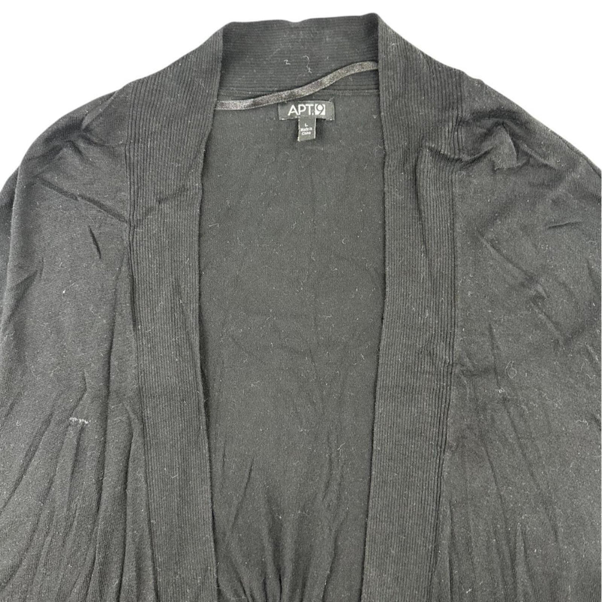 Apt. 9 Black Open Front Cardigan Minimalist Preppy Style with Pocket