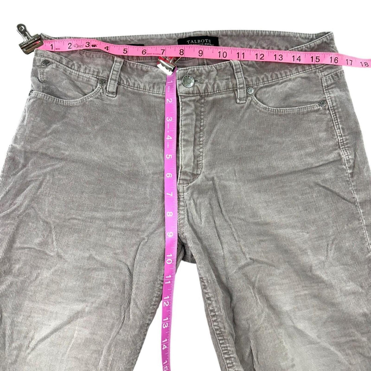 Talbots Light Grey Fine Wale Corduroy Straight Leg Pants Flawless Five