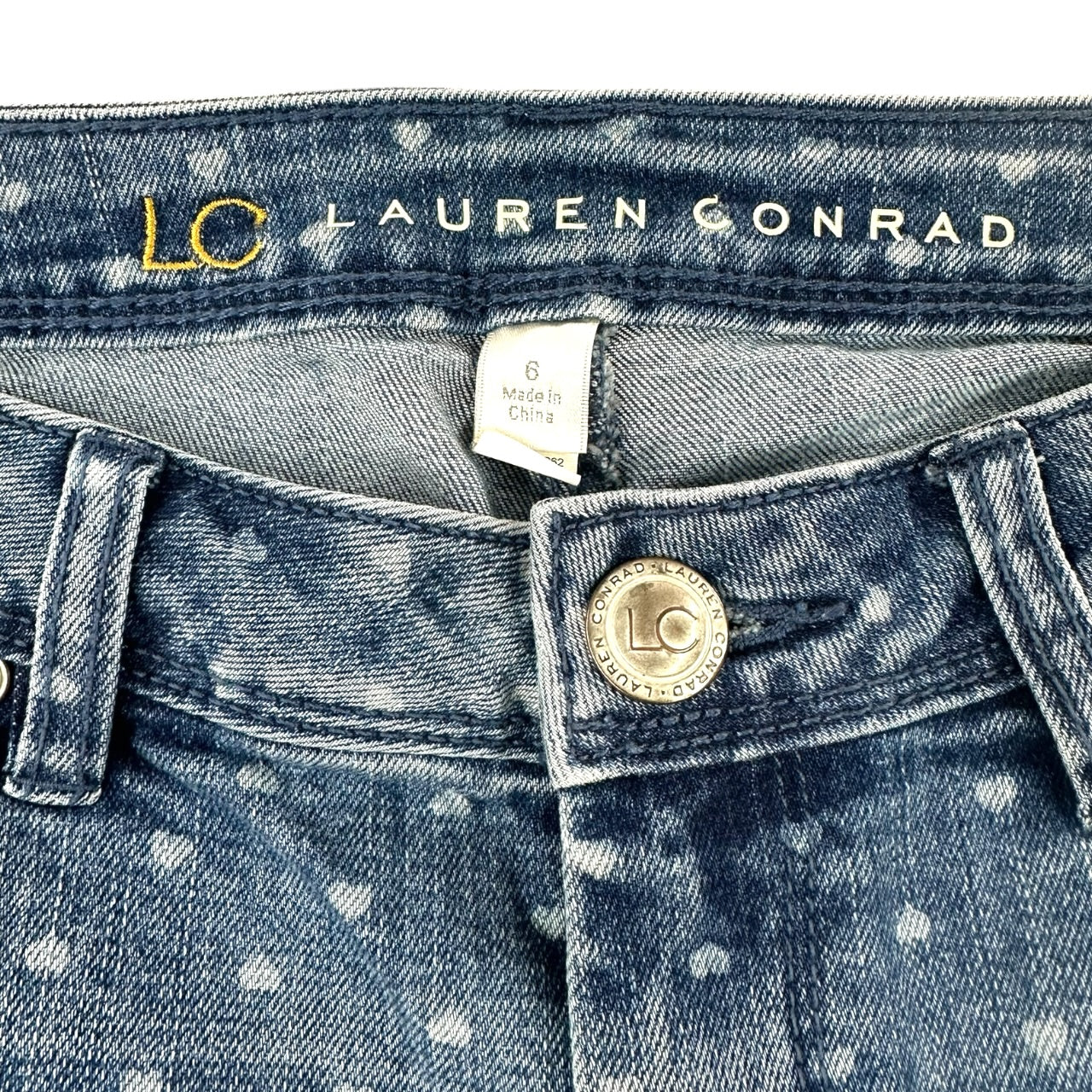 Y2K LC Lauren Conrad "The Pencil" Jeans with White Heart Print Low Rise Skinny Fit