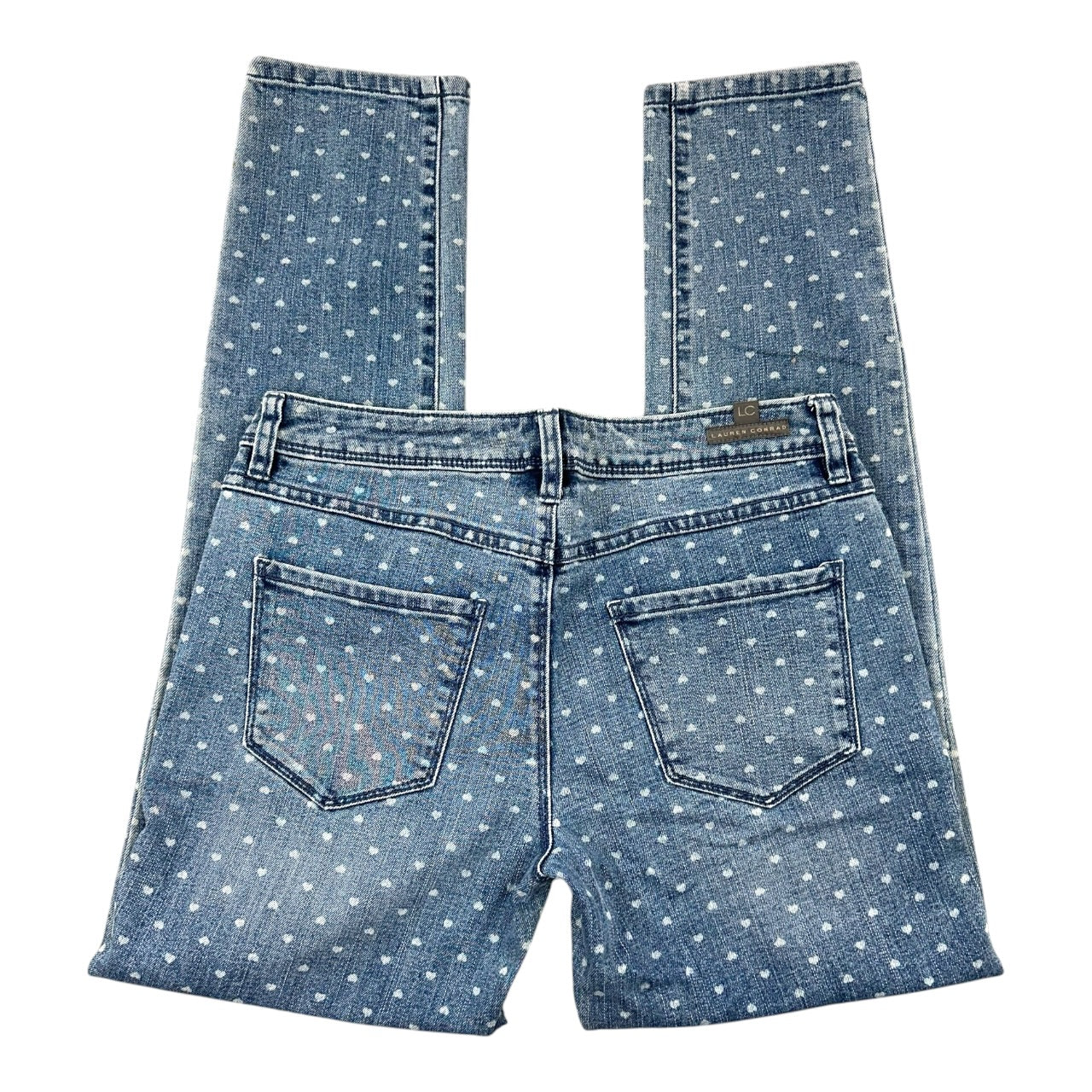 Y2K LC Lauren Conrad "The Pencil" Jeans with White Heart Print Low Rise Skinny Fit