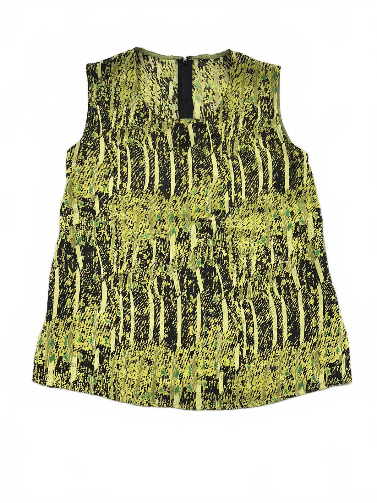 Raffinalla Neon Wasabi Green Abstract Print Sleeveless Tank Top