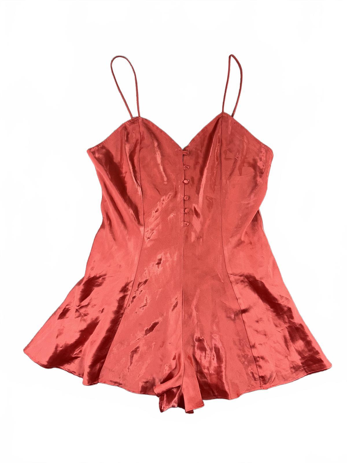 Victoria's Secret Vintage Satin Romper in Rust Red Feminine Party Loungewear