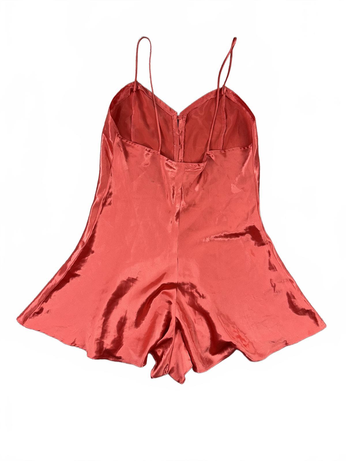 Victoria's Secret Vintage Satin Romper in Rust Red Feminine Party Loungewear