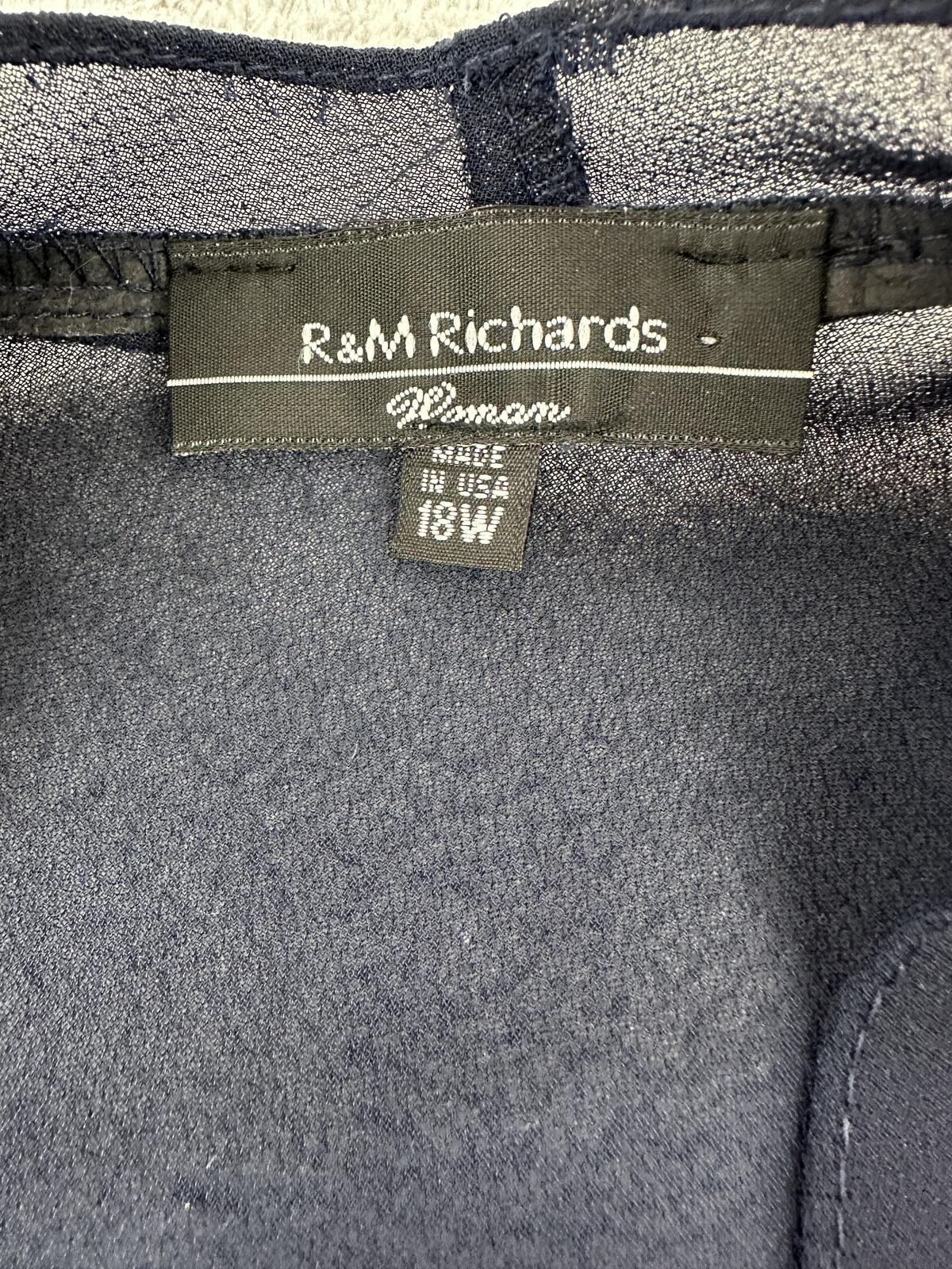 R & M Richards Navy Blue Sheer Embellished Jacket Vintage Formal Glam Layering