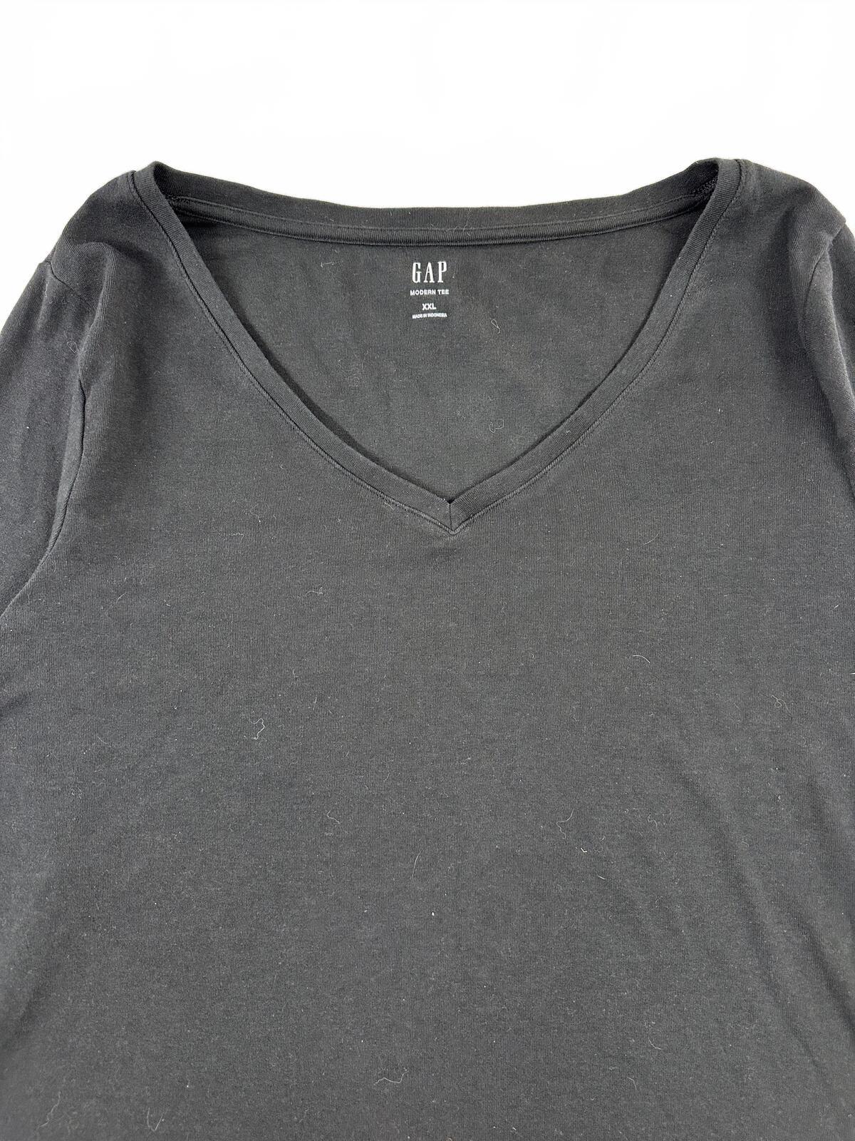 Gap Classic Black V Neck Long Sleeve Shirt Minimalist Casual Top