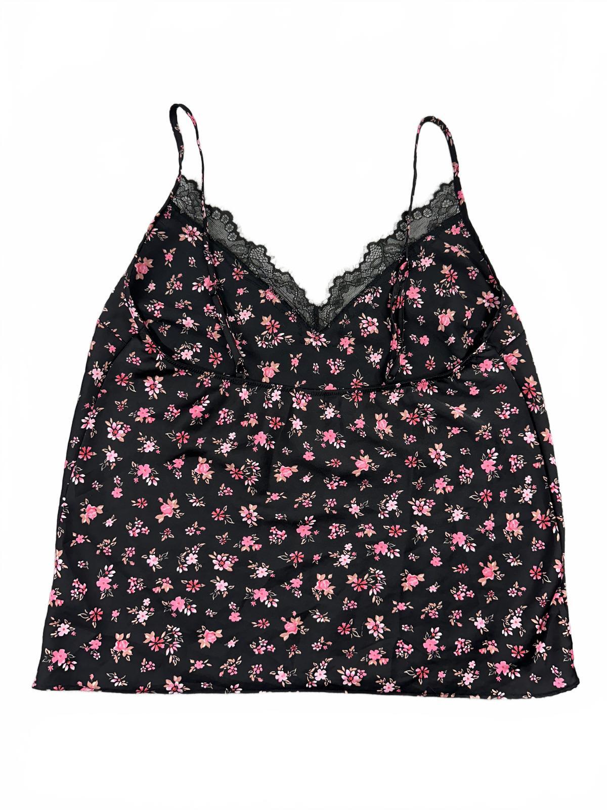 Victoria's Secret Black Floral Lace Trim Camisole Top