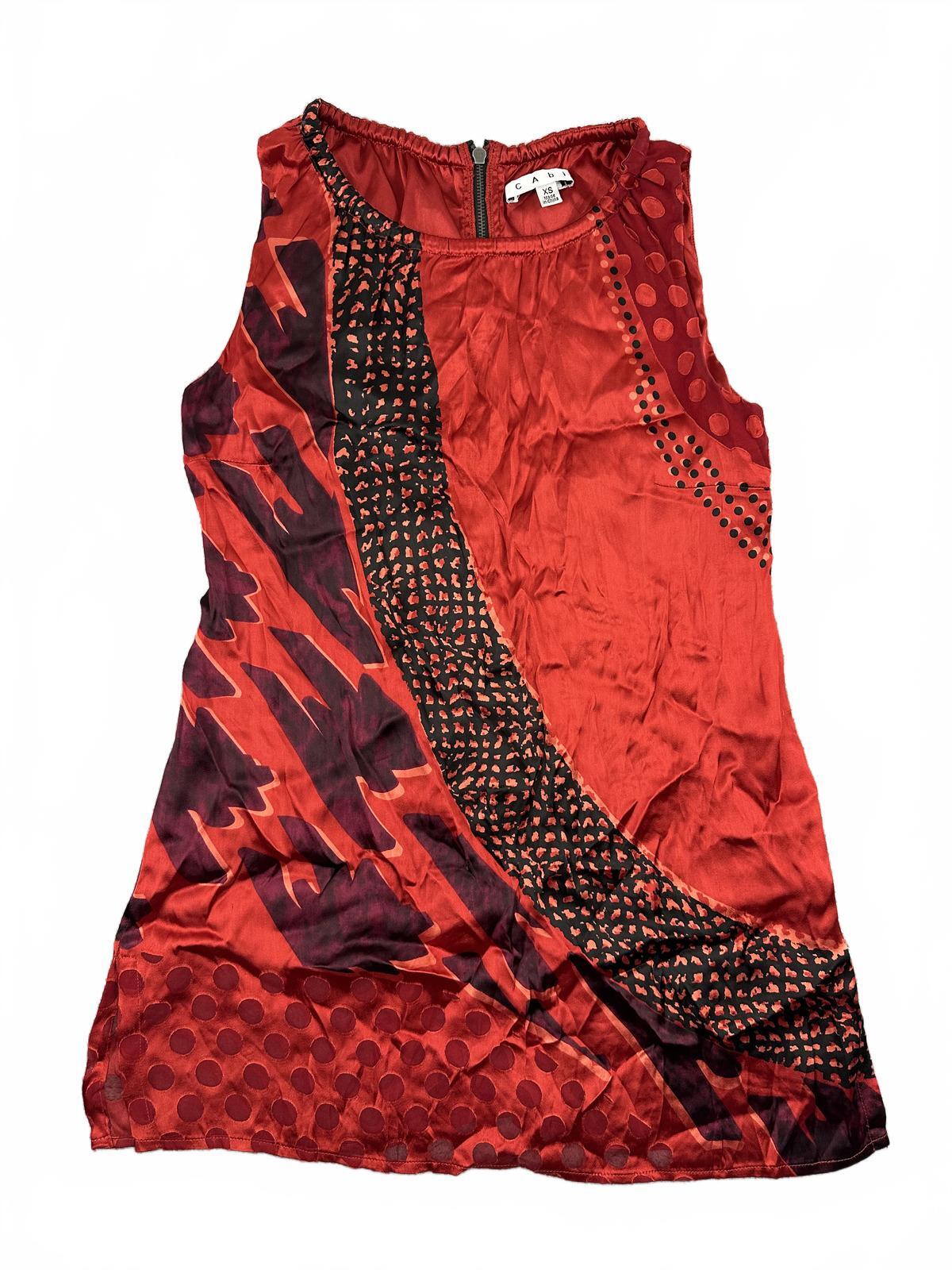 Cabi Red and Black Patterned Sleeveless Top