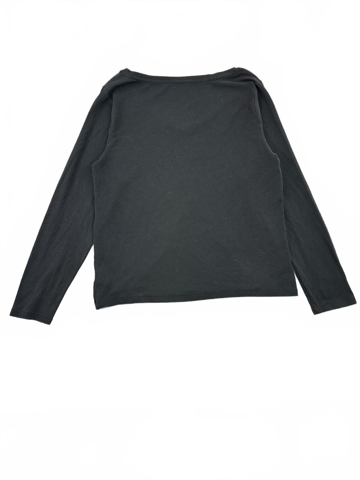 Gap Classic Black V Neck Long Sleeve Shirt Minimalist Casual Top